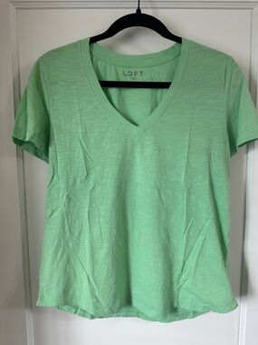 LOFT Mint Green V-Neck Short Sleeve Tee